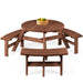 6-Person Circular Wooden Picnic Table w/ Umbrella Hole, 3 Benches