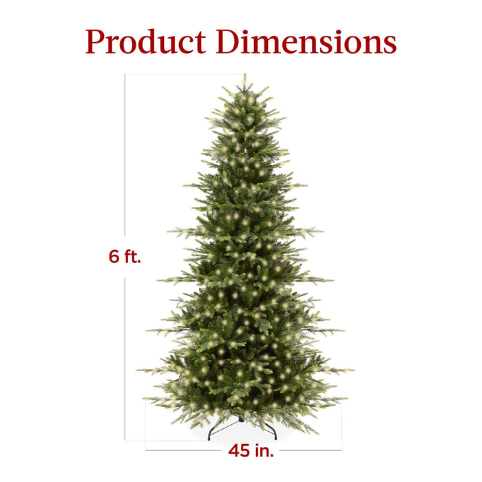 Pre-Lit Artificial Aspen Noble Fir Christmas Tree w/ Metal Stand