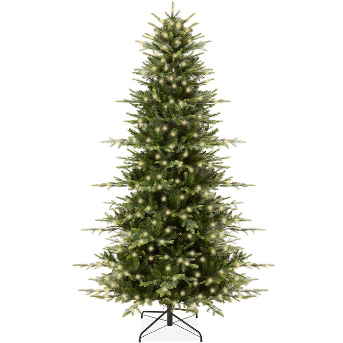 Pre-Lit Artificial Aspen Noble Fir Christmas Tree w/ Metal Stand