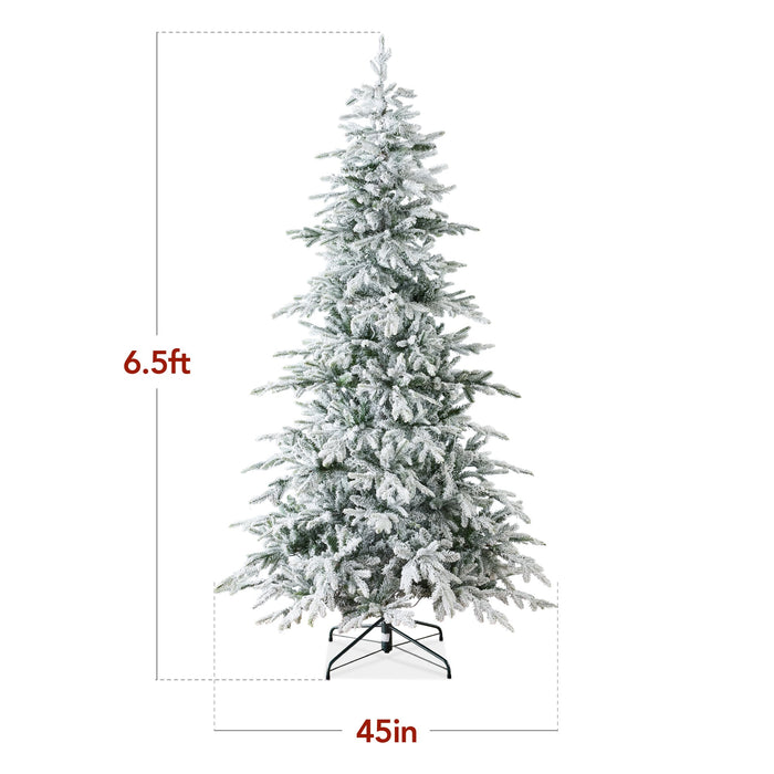 Sapin de Noël artificiel en peuplier noble pré-éclairé avec support en métal