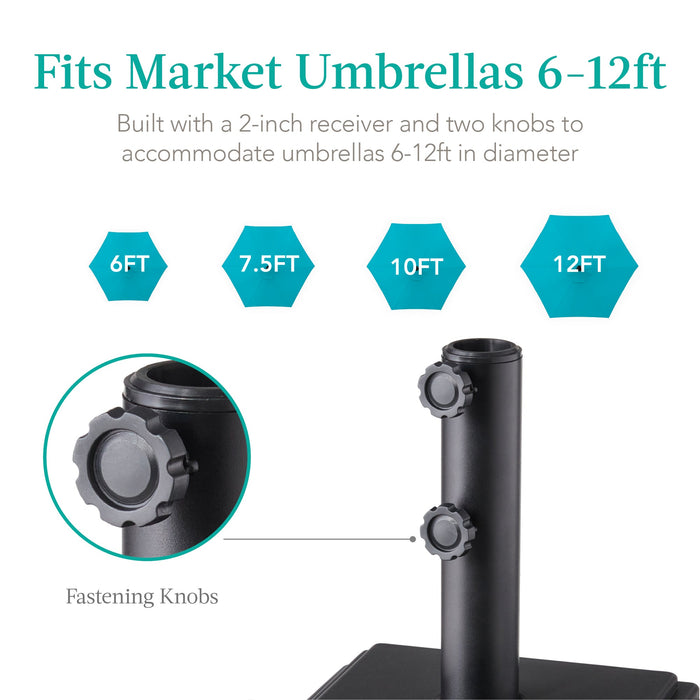 Mobile Umbrella Base, Fillable Stand w/ 4 Wheels, 2 Locks, 120lb Capacity