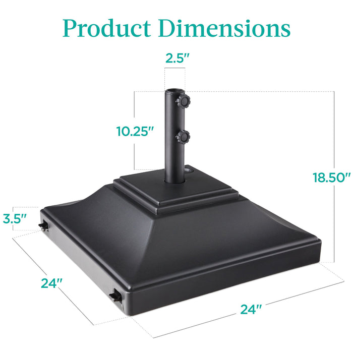 Mobile Umbrella Base, Fillable Stand w/ 4 Wheels, 2 Locks, 120lb Capacity