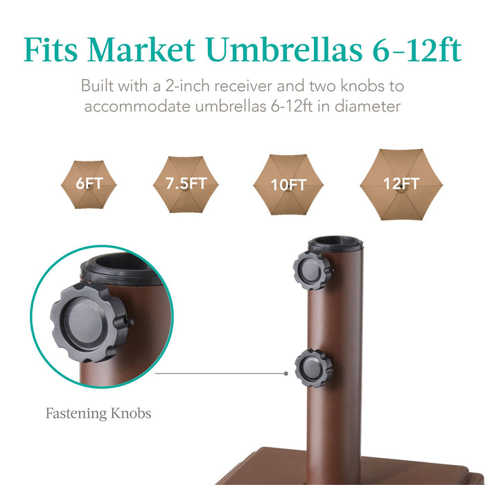 Mobile Umbrella Base, Fillable Stand w/ 4 Wheels, 2 Locks, 120lb Capacity