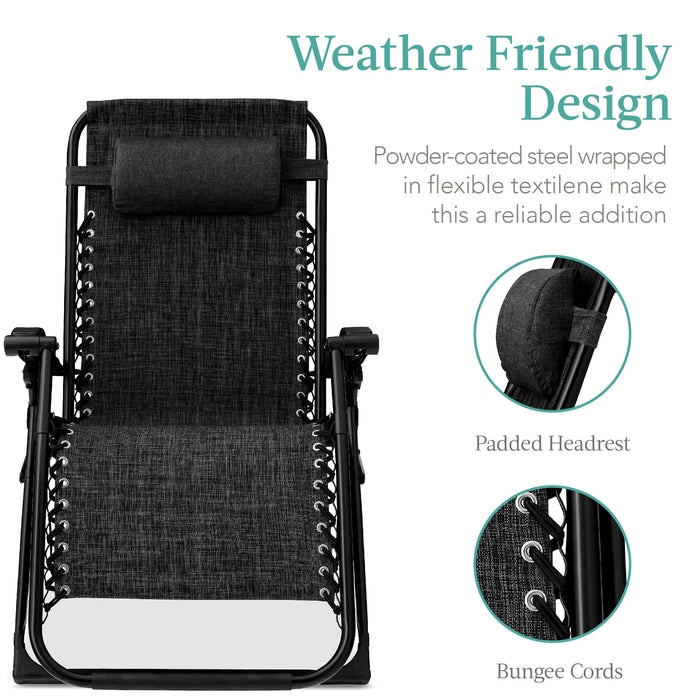 Oversized Zero Gravity Chair, Folding Outdoor Recliner w/ Removable Cushion