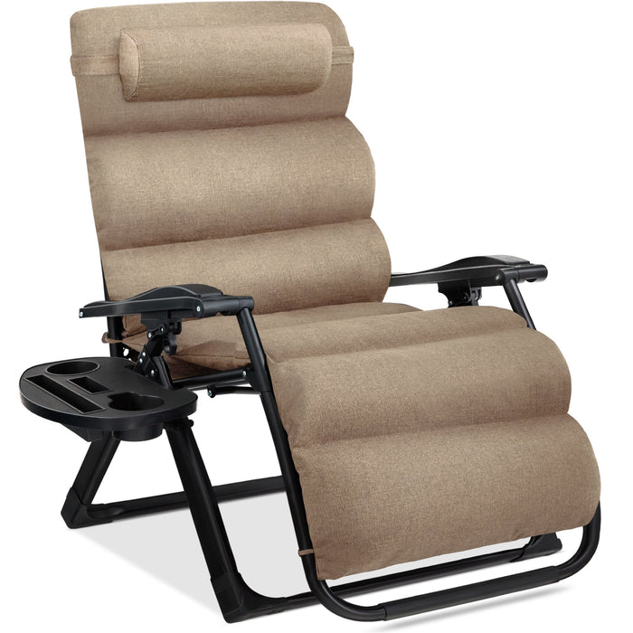 Oversized Zero Gravity Chair, Folding Outdoor Recliner w/ Removable Cushion