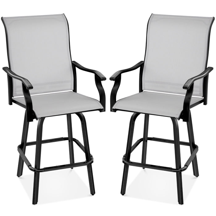 Set of 2 Swivel Barstools w/ 360 Rotation, All-Weather Mesh