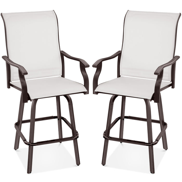 Set of 2 Swivel Barstools w/ 360 Rotation, All-Weather Mesh