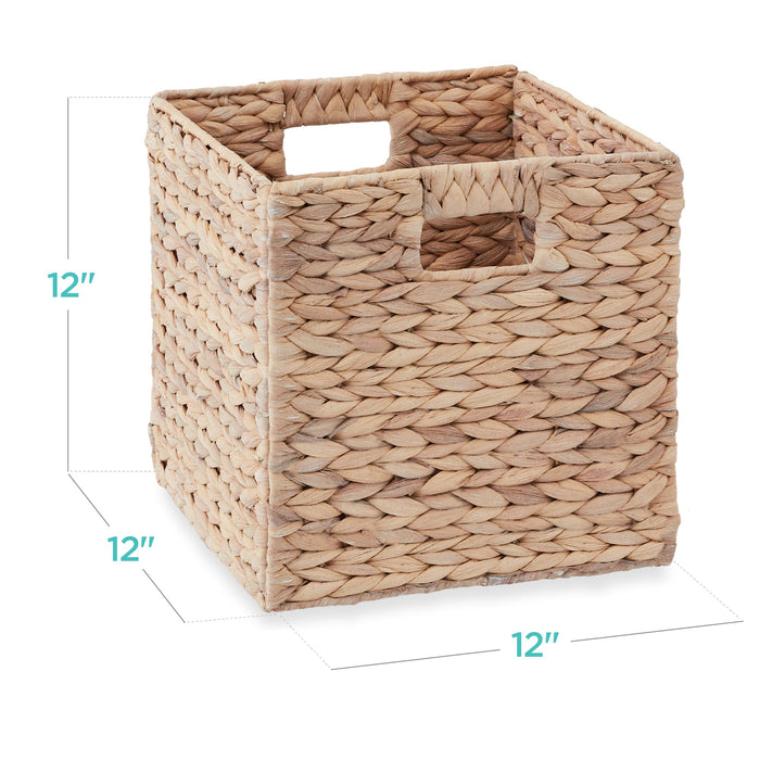 Set of 5 Collapsible Hyacinth Storage Baskets w/ Inserts - 12x12in