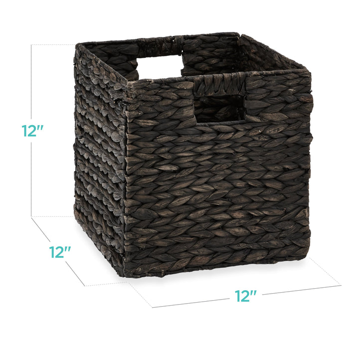 Set of 5 Collapsible Hyacinth Storage Baskets w/ Inserts - 12x12in