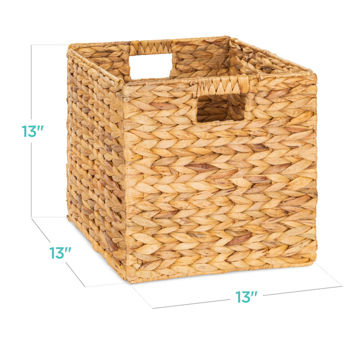 Set of 5 Collapsible Hyacinth Storage Baskets w/ Inserts - 13x13in