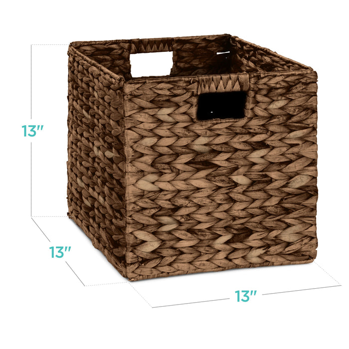 Set of 5 Collapsible Hyacinth Storage Baskets w/ Inserts - 13x13in