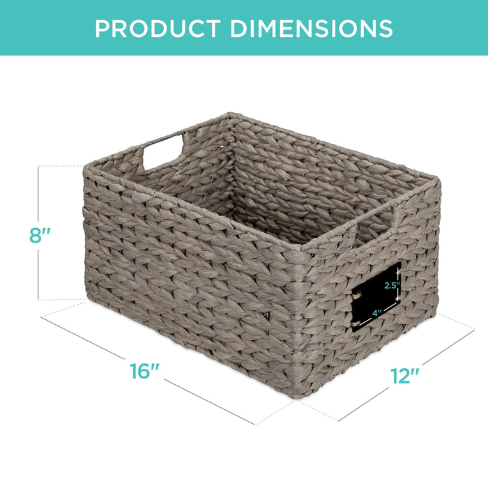 Ensemble de 2 paniers de garde-manger en jacinthe d'eau avec tableau noir et marqueur - 16 po