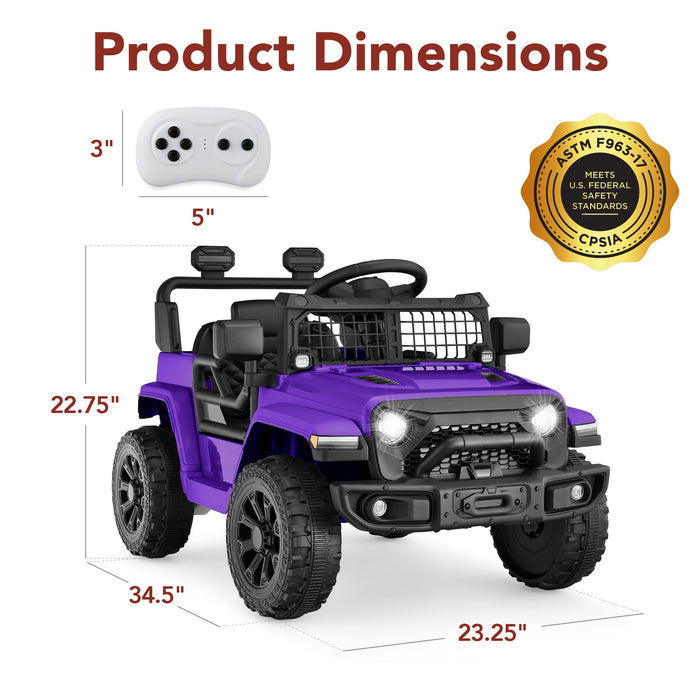 6V Kids Ride-On Truck Car w/ Parent Remote Control, 4-Wheel Suspension