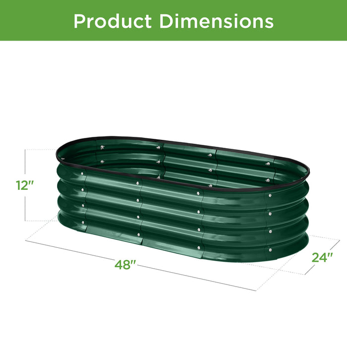 Outdoor Raised Metal Oval Garden Bed, Planter Box - 4x2x1ft