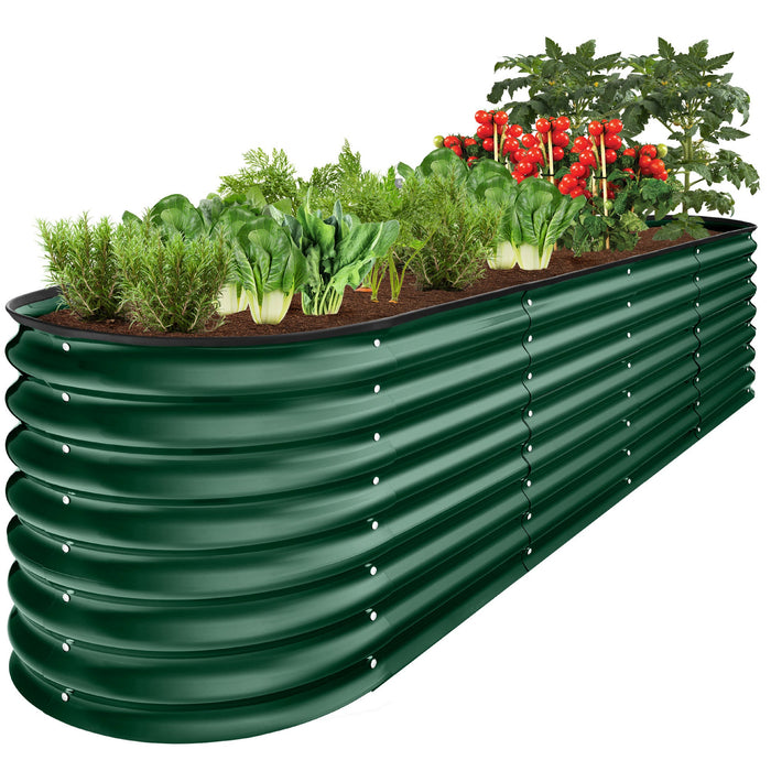 Metal Raised Garden Bed, Oval Outdoor Planter Box for Vegetables - 8x2x2ft