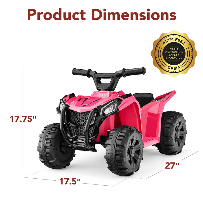 6V Kids Ride-On 4-Wheeler Quad ATV Car w/ 1.8mph Max Speed, Treaded Tires