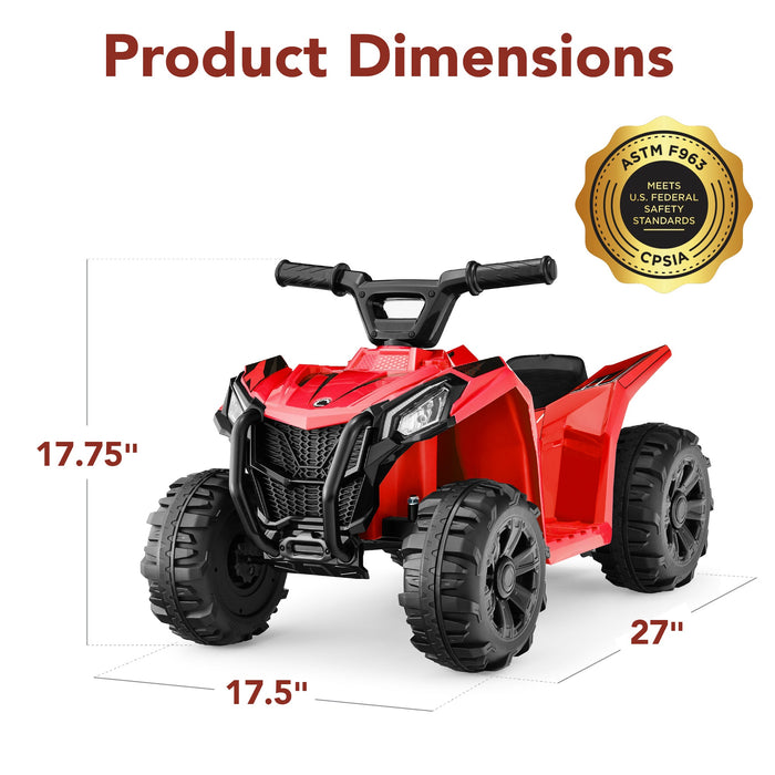 6V Kids Ride-On 4-Wheeler Quad ATV Car w/ 1.8mph Max Speed, Treaded Tires