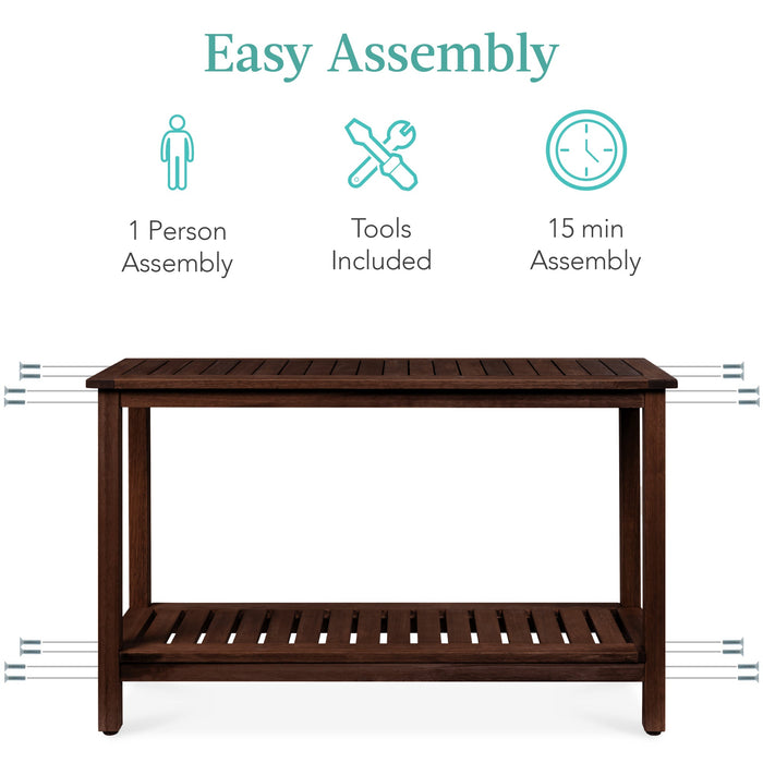 Console en bois à 2 étagères avec rangement et finition naturelle - 48 po