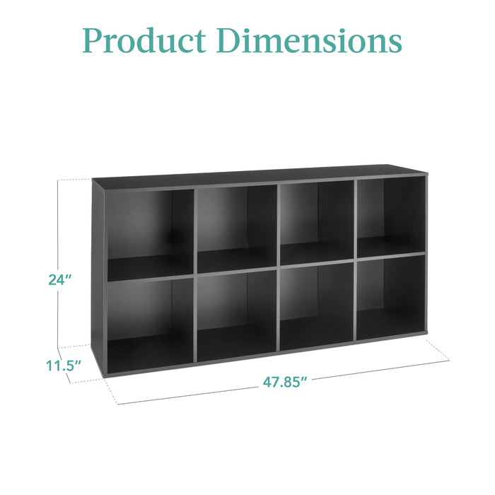 8-Cube Bookshelf, 11in Storage Display w/ Removable Panels, Customizable