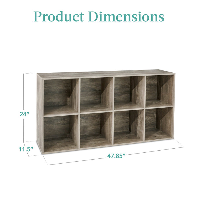 8-Cube Bookshelf, 11in Storage Display w/ Removable Panels, Customizable