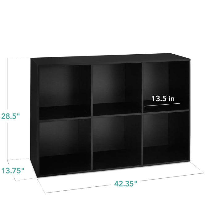 6-Cube Bookshelf, 13.5in Storage Display w/ Removable Panels, Customizable