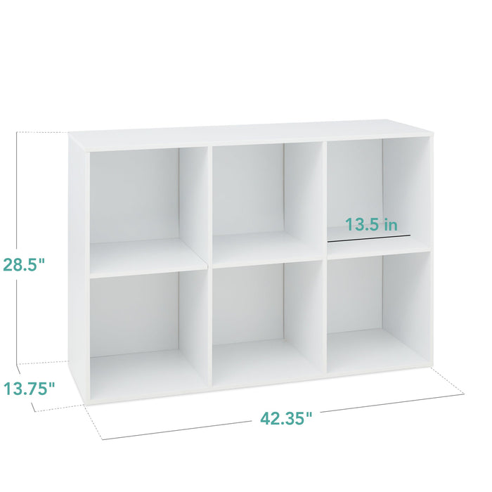 6-Cube Bookshelf, 13.5in Storage Display w/ Removable Panels, Customizable