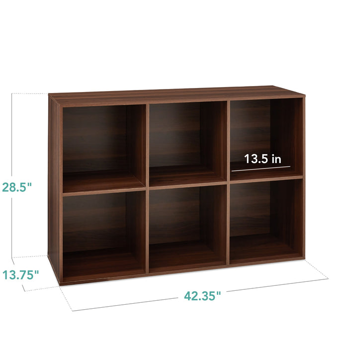 6-Cube Bookshelf, 13.5in Storage Display w/ Removable Panels, Customizable