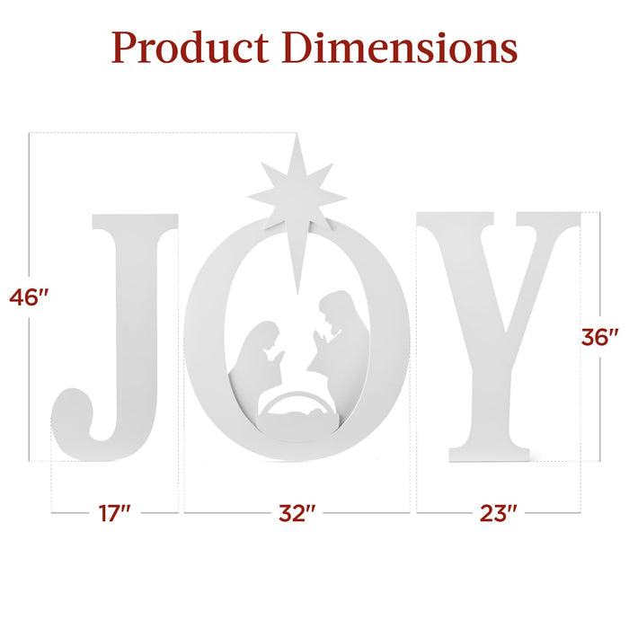 3-Piece Christmas JOY Nativity Yard Decoration w/ Ground Stakes - 46in