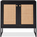 2-Door Rattan Storage Cabinet Accent Furniture for Living Room w/ Foot Pads