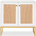 2-Door Rattan Storage Cabinet Accent Furniture for Living Room w/ Foot Pads