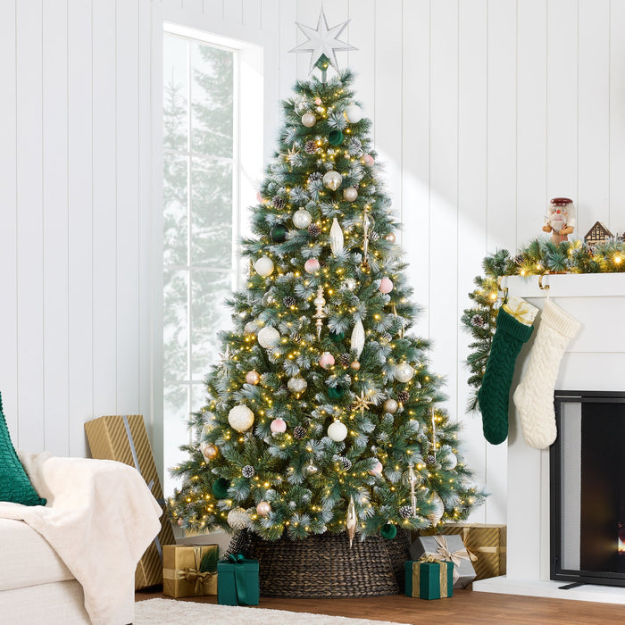 Pre-Lit Frosted Artificial Scotch Pine Christmas Tree w/ Metal Stand