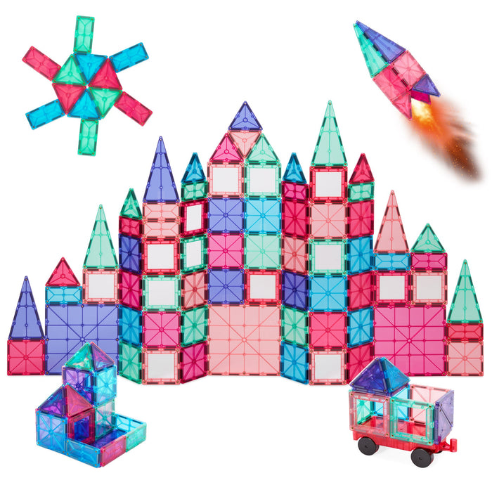 110-Piece Kids Magnetic Tiles STEM Construction Toy Building Block Set