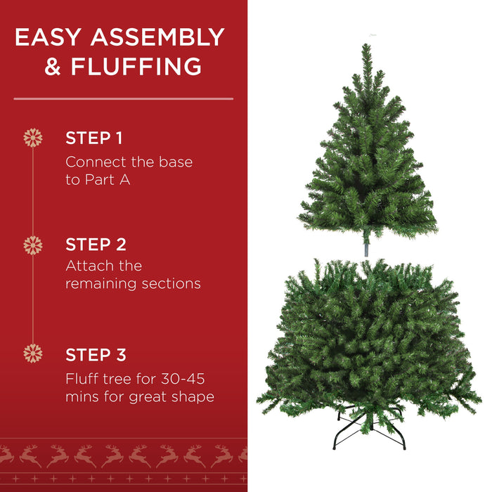 Premium Artificial Spruce Christmas Tree w/ Foldable Metal Base