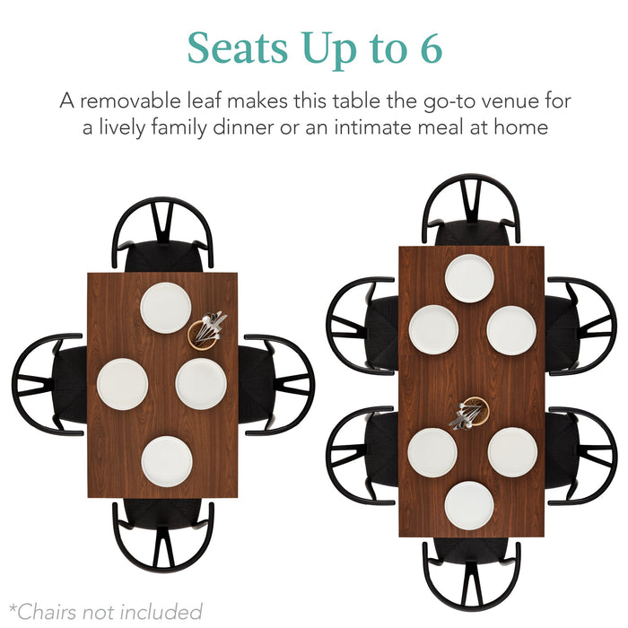 Modern Extendable Dining Table w/ Leaf Extension, 2 Locks - 47 to 63in