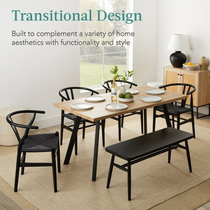 Modern Extendable Dining Table w/ Leaf Extension, 2 Locks - 47 to 63in