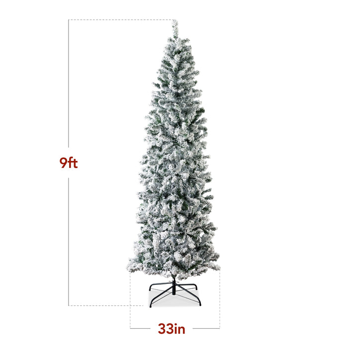 Sapin de Noël artificiel floqué de neige avec support