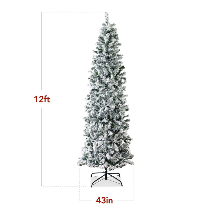 Sapin de Noël artificiel floqué de neige avec support