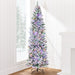 Pre-Lit Snow Flocked Artificial Pencil Christmas Tree w/ Multicolor Lights