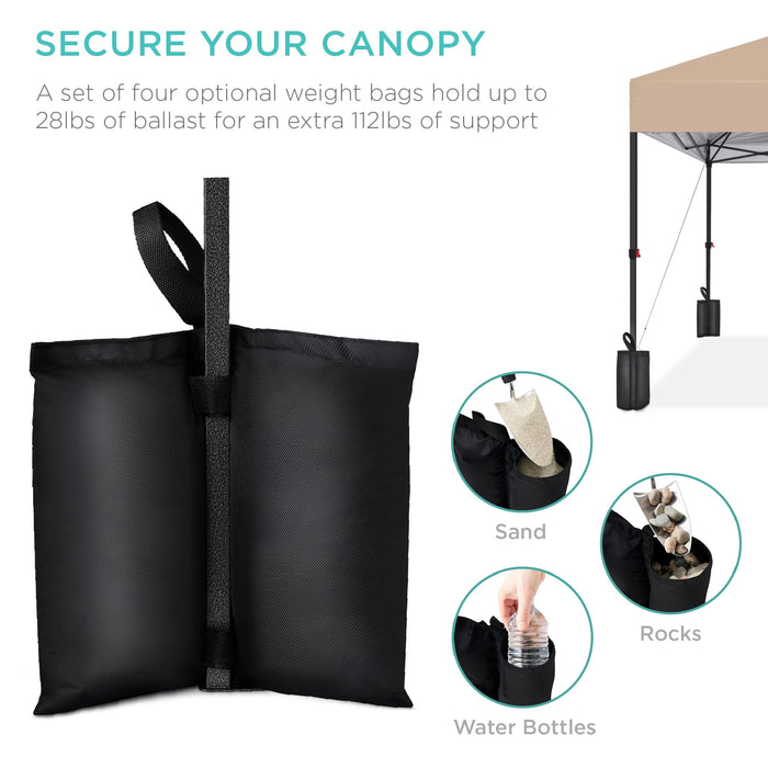 One-Person Setup Instant Pop Up Canopy w/ Case, 4 Weight Bags - 10x10ft