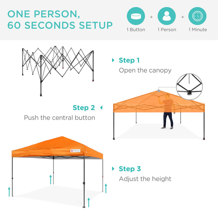 One-Person Setup Instant Pop Up Canopy w/ Case, 4 Weight Bags - 10x10ft