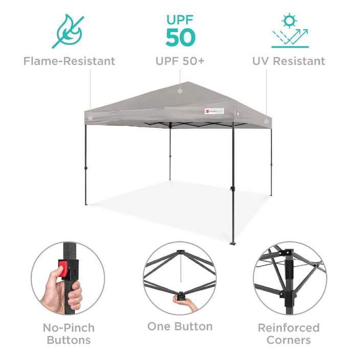 One-Person Setup Instant Pop Up Canopy w/ Case, 4 Weight Bags - 10x10ft