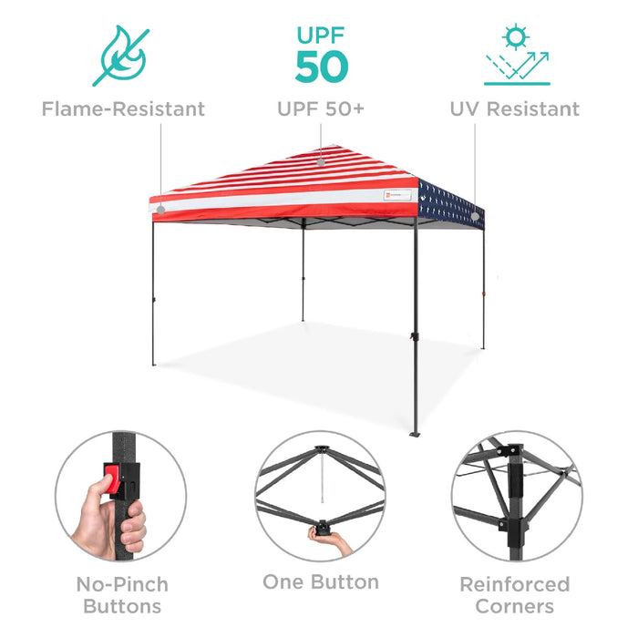 One-Person Setup Instant Pop Up Canopy w/ Case, 4 Weight Bags - 10x10ft