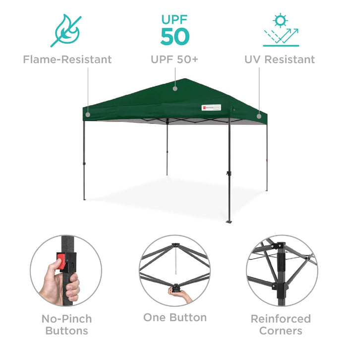 One-Person Setup Instant Pop Up Canopy w/ Case, 4 Weight Bags - 10x10ft