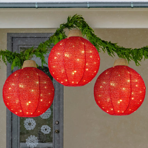 3-Piece Hanging Pop-Up Ornaments Outdoor Christmas Decor, LED Lights