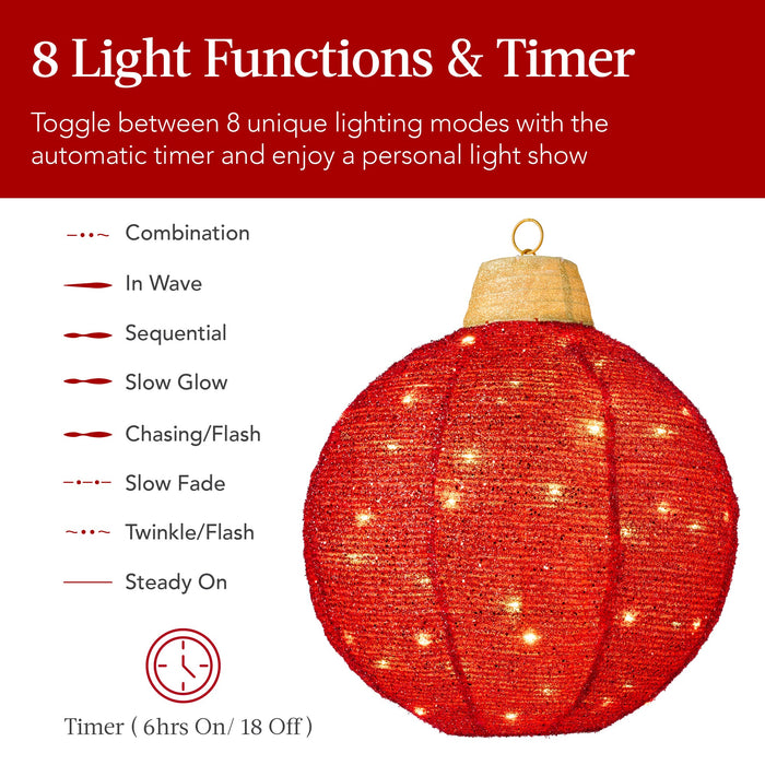 3-Piece Hanging Pop-Up Ornaments Outdoor Christmas Decor, LED Lights