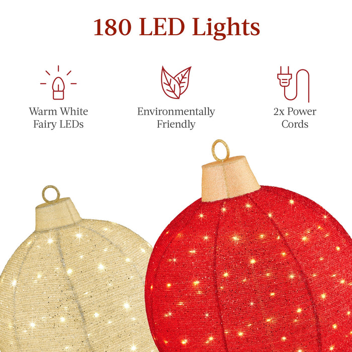 2pc Lighted Pop-Up Christmas Ornaments Decoration w/ 180 LED Lights, Stand