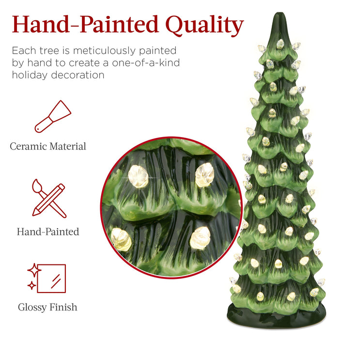 Set of 3 Pre-Lit Ceramic Tabletop Christmas Trees