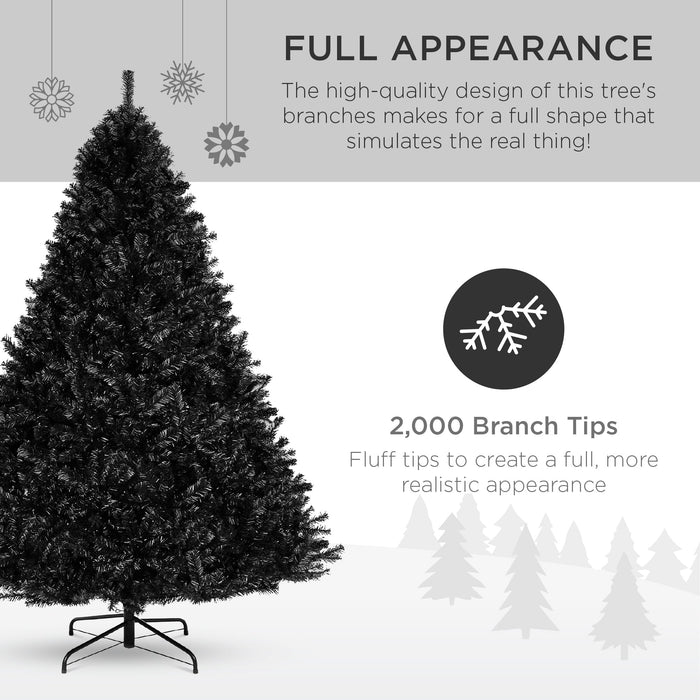 Artificial Black Christmas Tree w/ Easy Assembly, Foldable Metal Stand