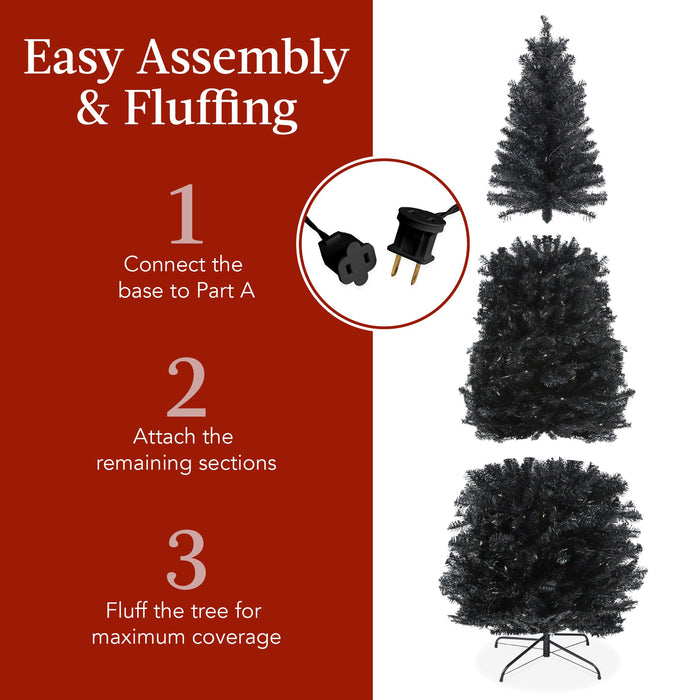 Pre-Lit Black Artificial Pencil Holiday Tree