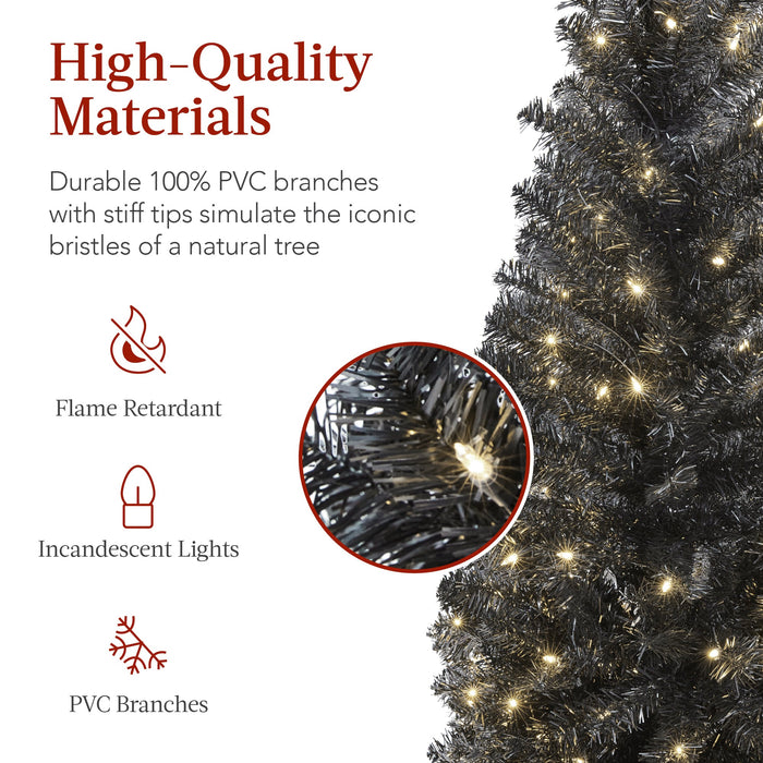 Pre-Lit Black Artificial Pencil Holiday Tree